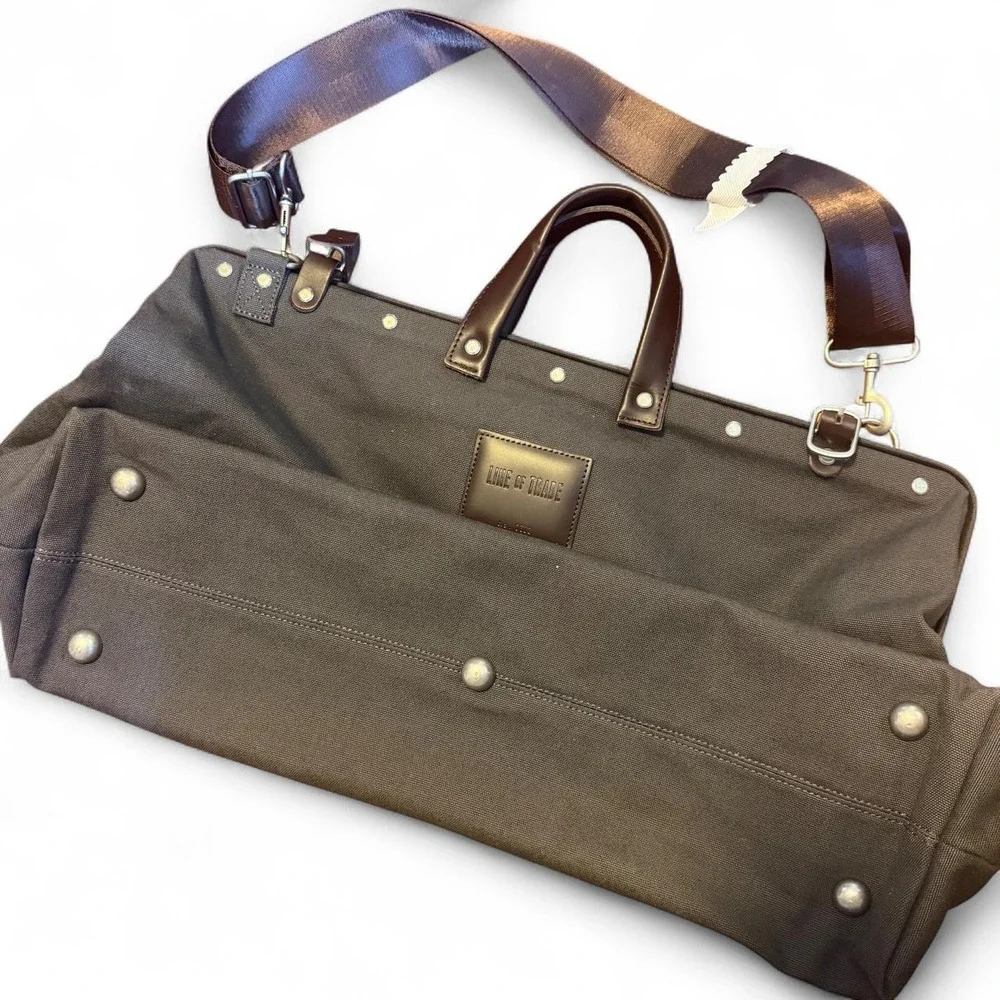 Line of Trade Mens Canvas Weekender Bag Gray Brown Duffel No 0312